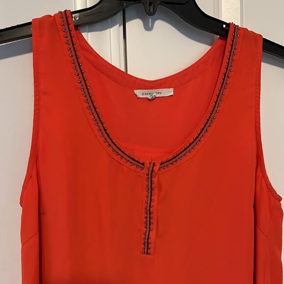 41 Hawthorn Coral Beaded Neckline Hidden Button Up Tank - Picture 2 of 13